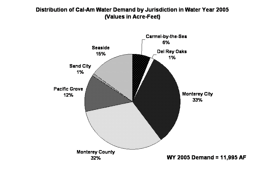 Distribution of Cal-Am Water Demand by Jurisdiction in Water Year 2005 
(Values in Acre-Feet)